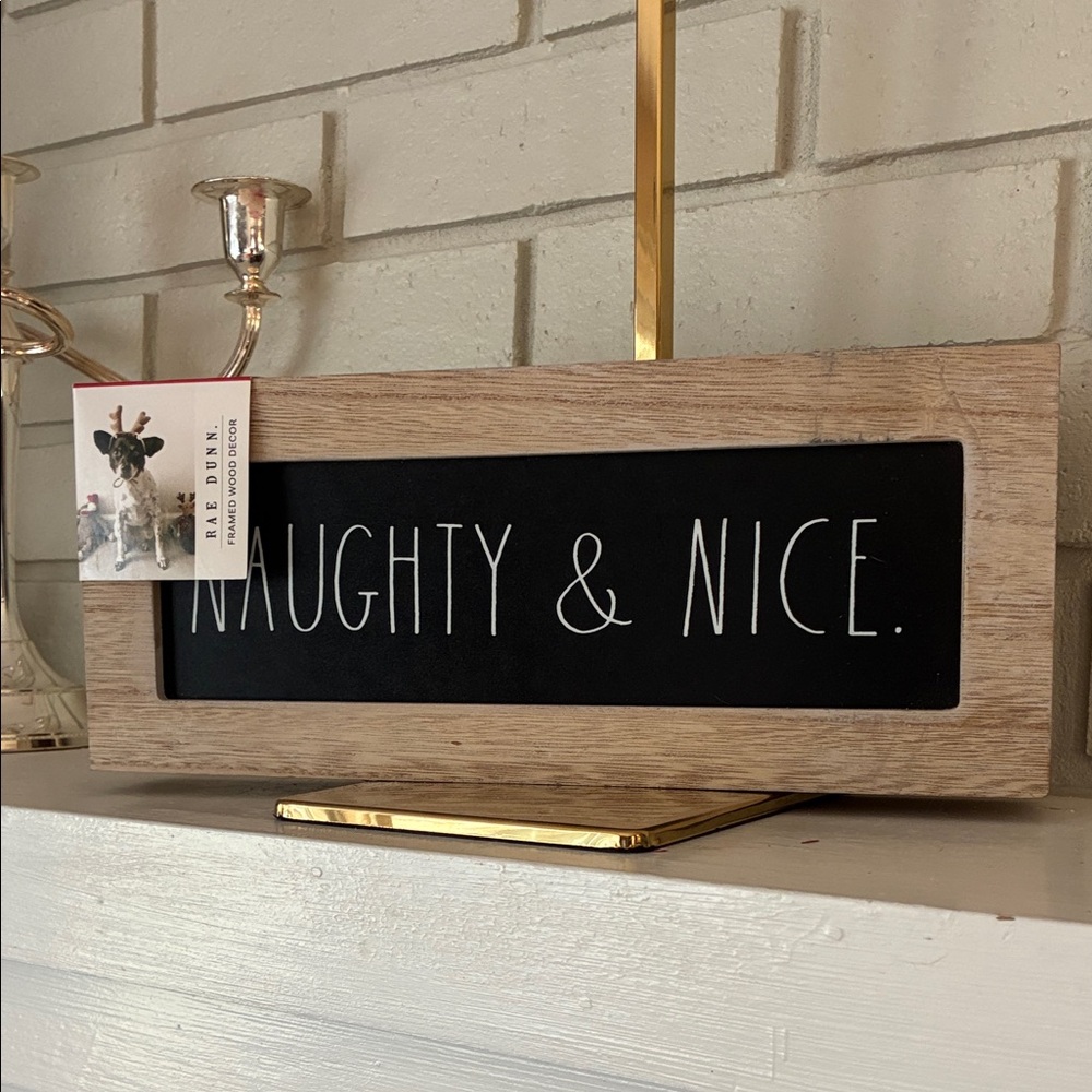 Rae Dunn Naughty & Nice Black and Tan Sign
